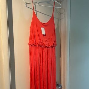 LUSH Bright Coral Maxi Dress NWT